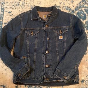 Vintage Mens Carhartt Denim trucker jacket Size L Sherpa lined
